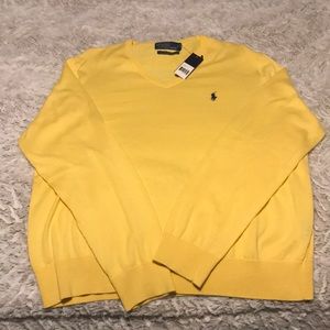 Men’s yellow polo v-neck sweater size large